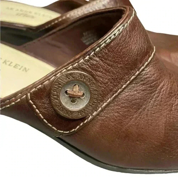 Anne Klein iflex women’s Brown Leather Akviva Slip On Shoes Mules Size 8 prelove - Picture 3 of 7